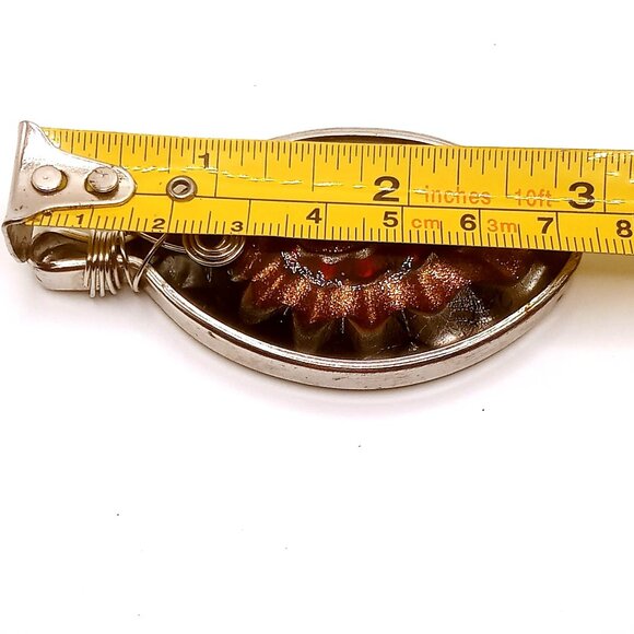 Pendant Handmade Black Abstract Swirl Design Metallic Glass Wire Wrap Accents - Picture 9 of 10